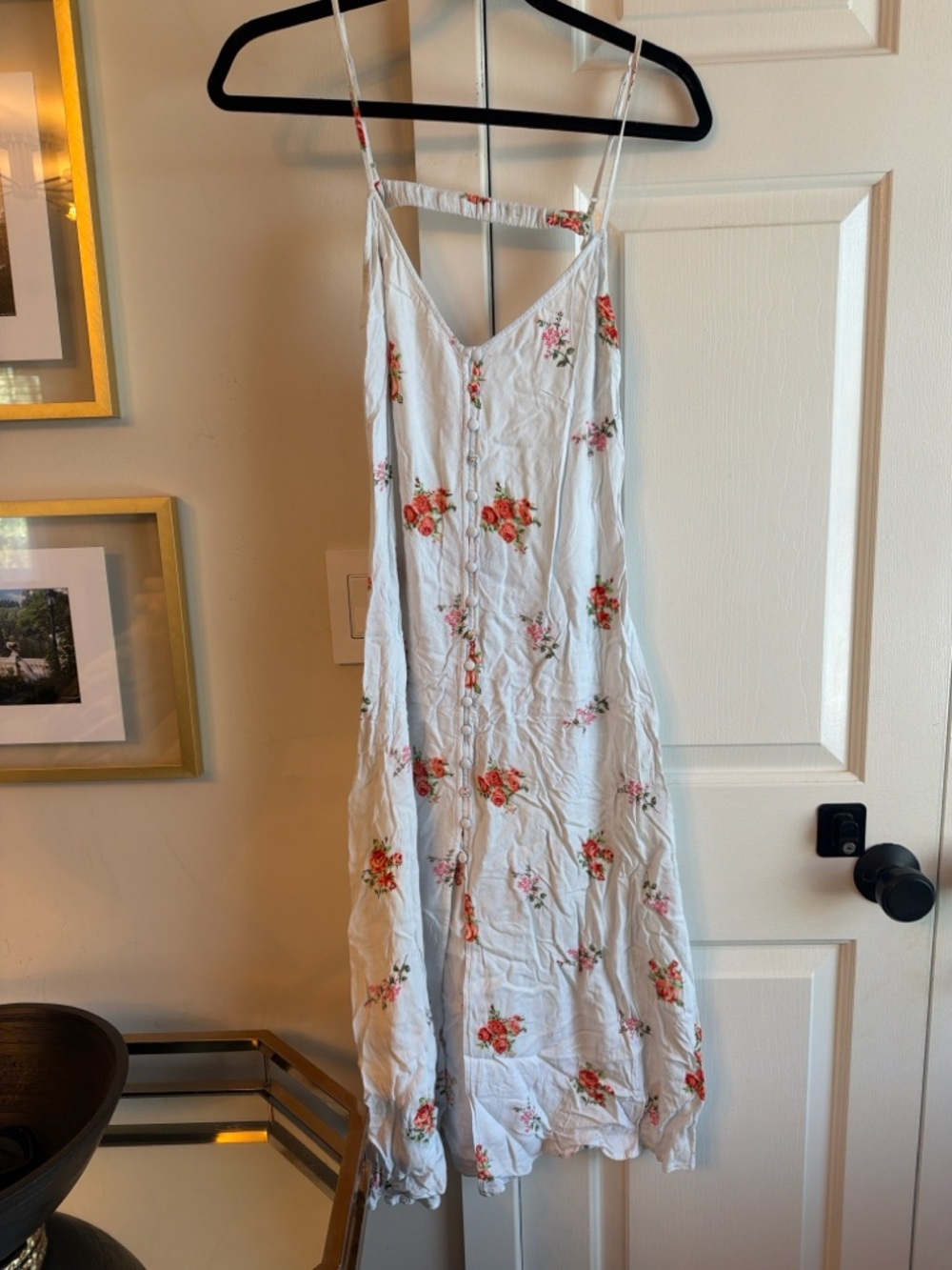 Forever 21 White Floral Maxi Dress with Pink & Red Blossoms - Picture 4 of 4